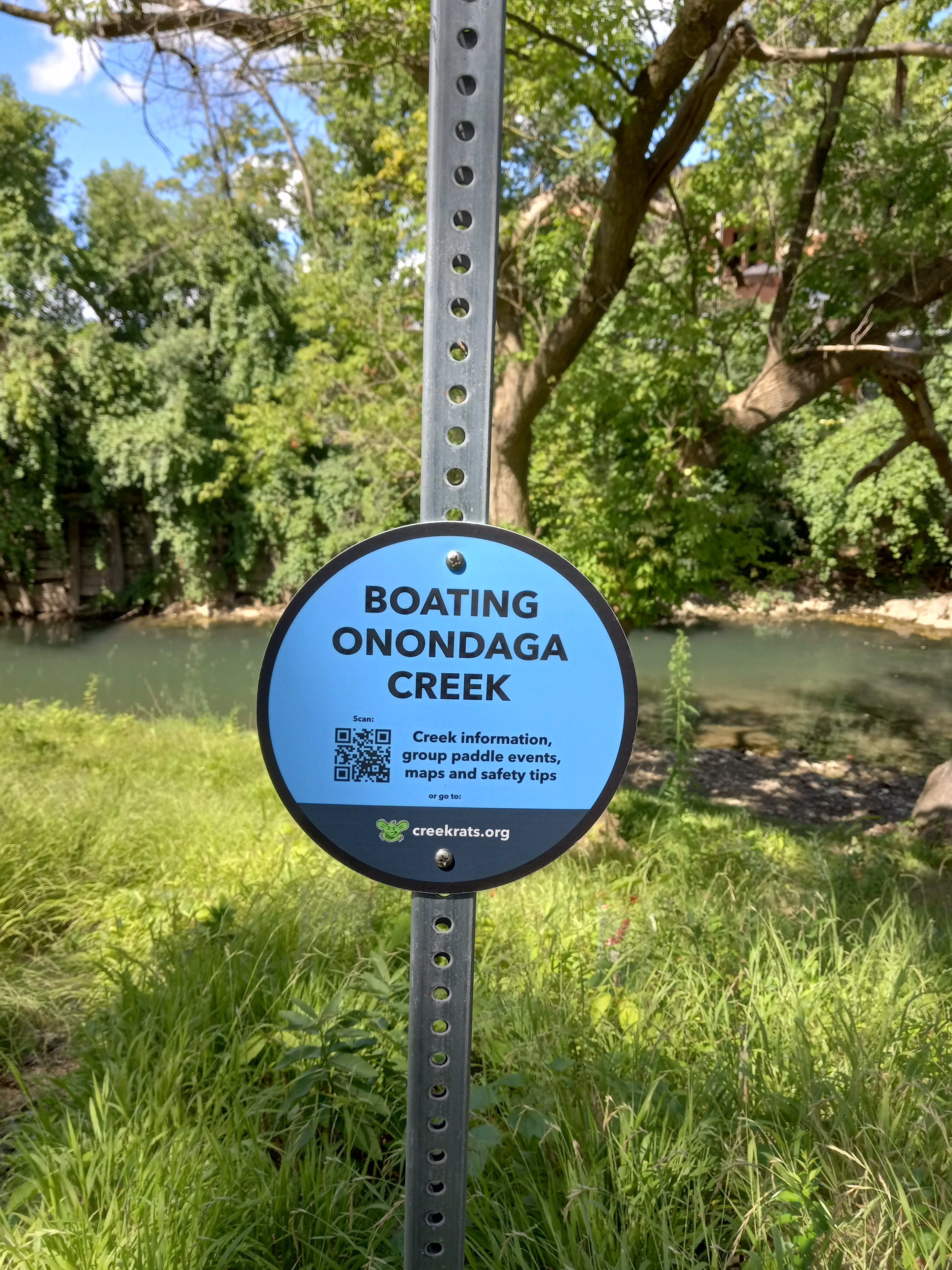 boating onondaga creek access sign ollies point